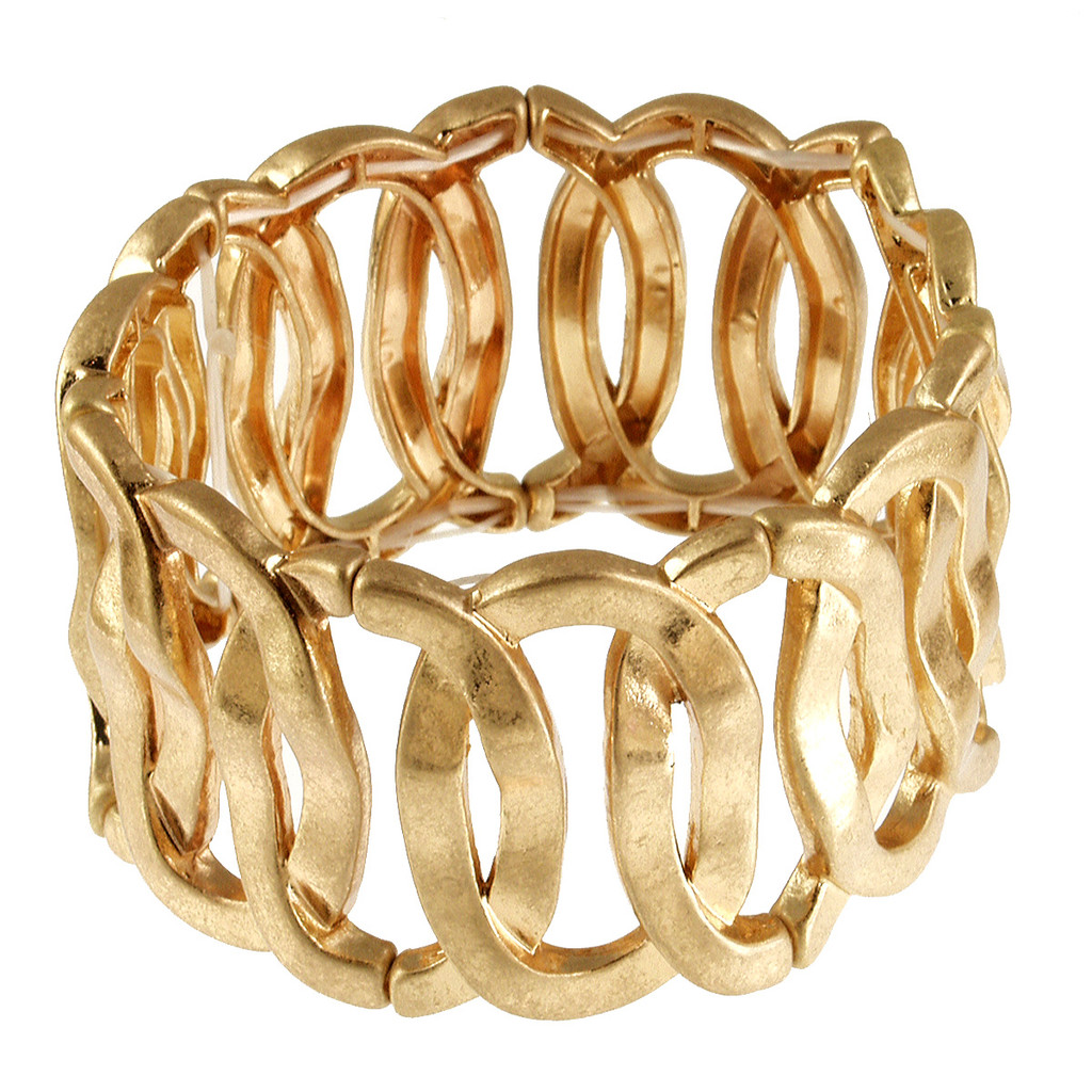 2254-2 - ORGANIC OVAL STRETCH BRACELET - ANTIQUE GOLD