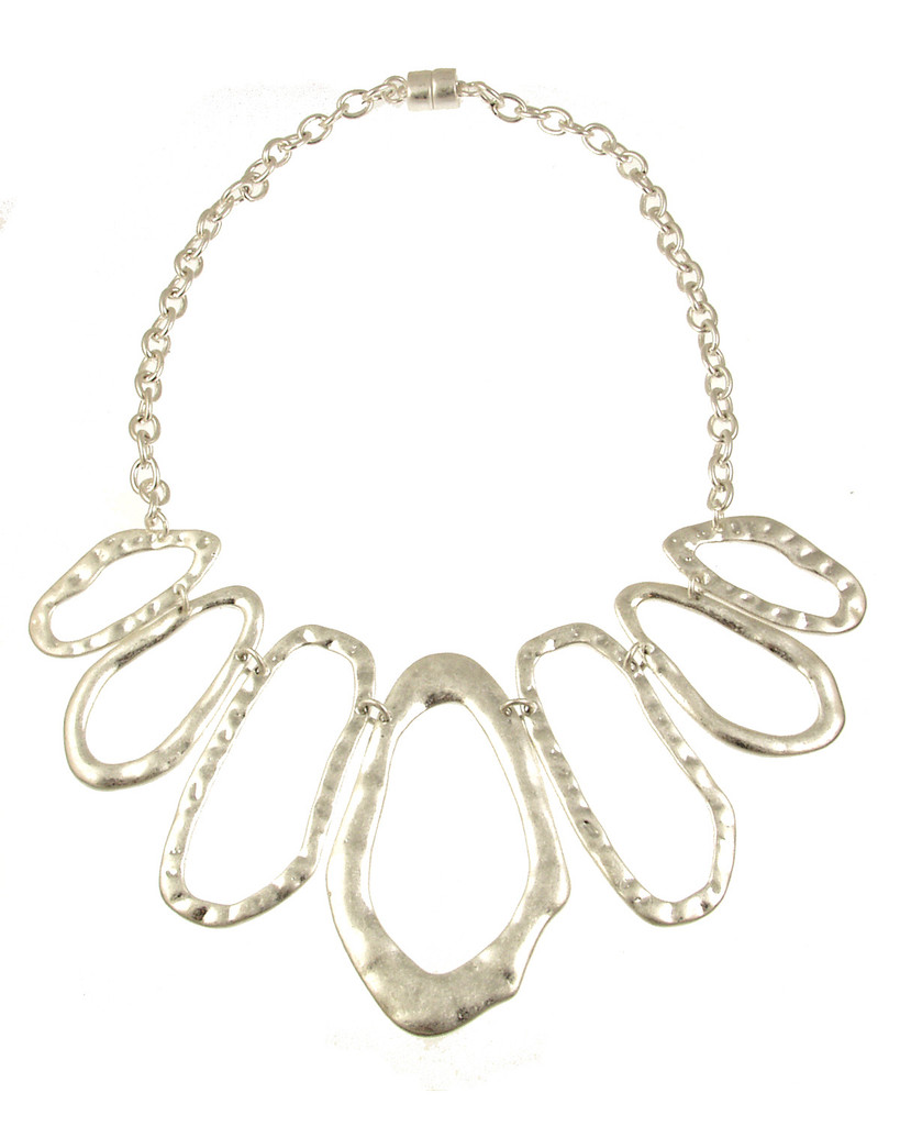 7757-1 - ORGANIC OVAL NECKLACE - ANTIQUE SILVER 18"