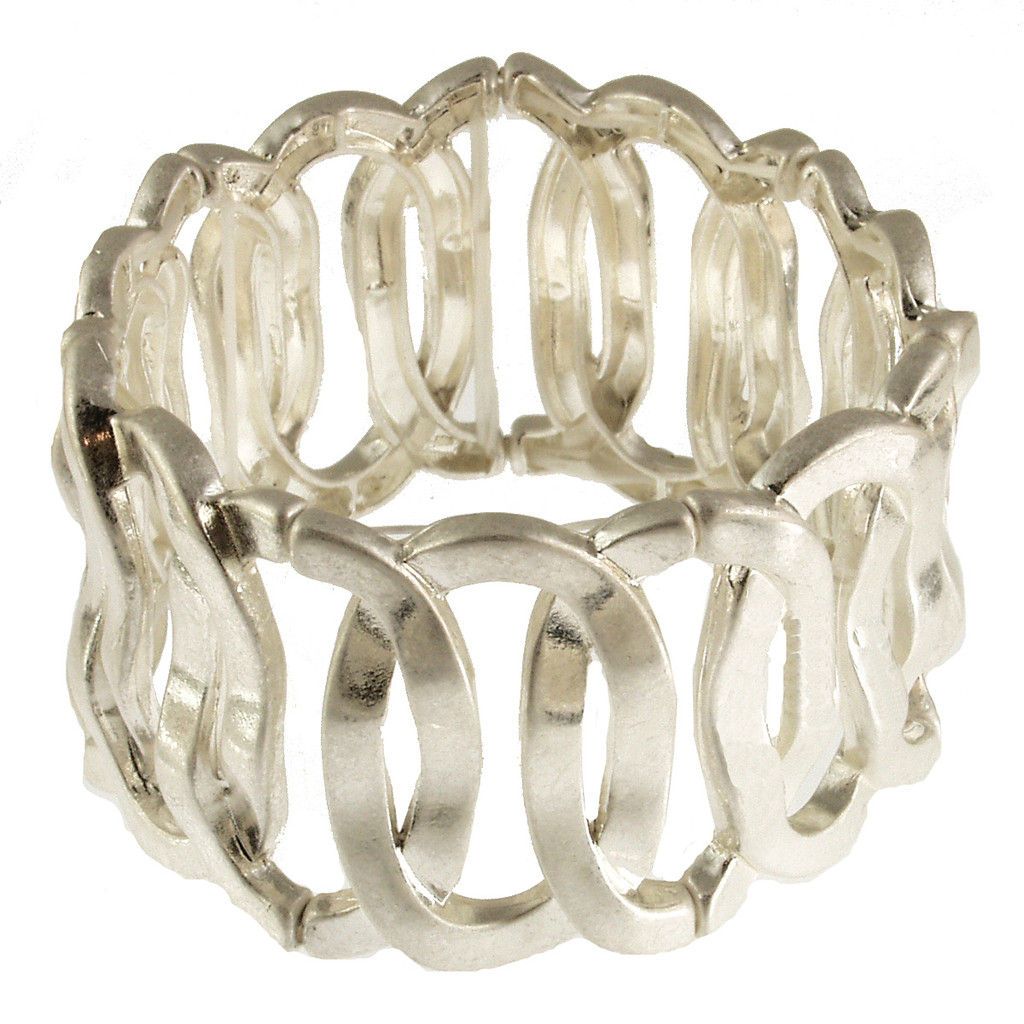 2254-1 - ORGANIC OVAL STRETCH BRACELET - ANTIQUE SILVER