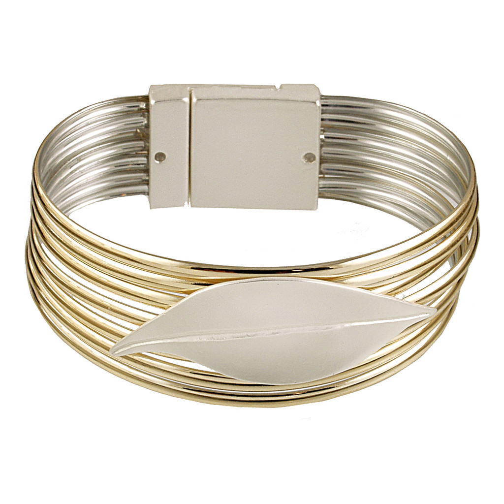 655-2 - MATTE SILVER LEAF/GOLD BRACELET - 7.25"