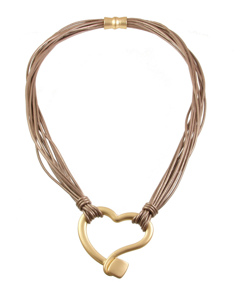 5114-63 - LIGHT MATTE GOLD HEART/CHAMPAGNE NECKLACE - 18"