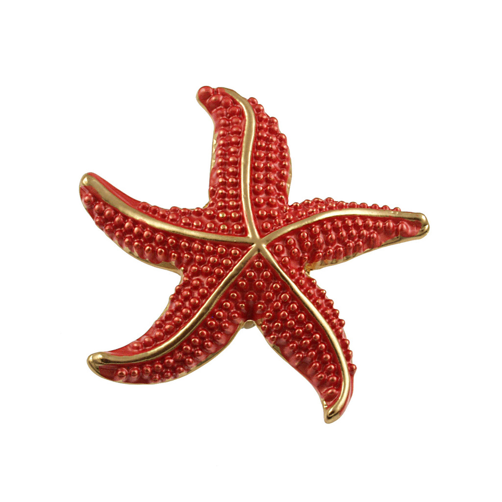 3002-5 - MAGNETIC STARFISH BROOCH - ORANGE - 1.25"