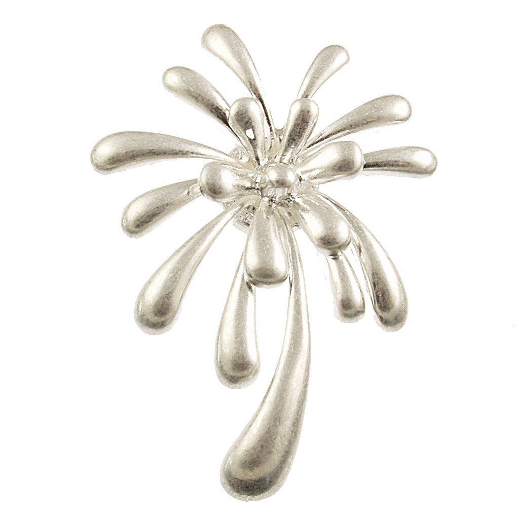 2844-1 - MAGNETIC MATTE SILVER PALM TREE BROOCH