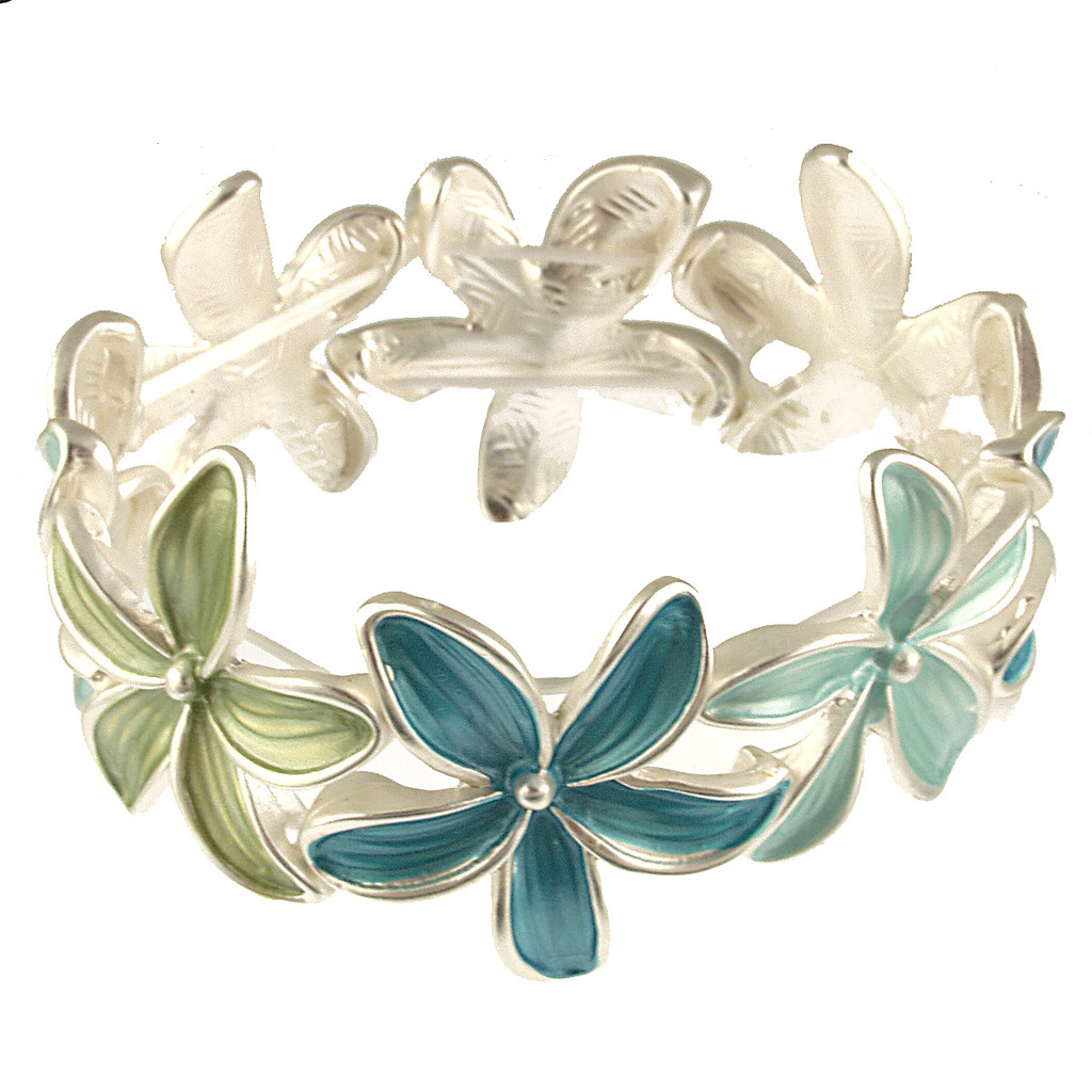 2385-2 - FLORAL STRETCH BRACELET - TURQUOISE COMBINATION