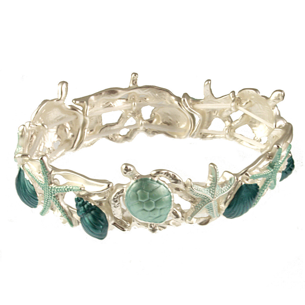 2453-22 - UNDER THE SEA STRETCH BRACELET - AQUA COMBINATION