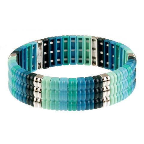 103-3 - STRETCH BRACELET - AQUA COMBINATION - STRETCHES TO 7"