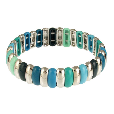 106-3 - STRETCH BRACELET - AQUA COMBINATION - STRETCHES TO 7"