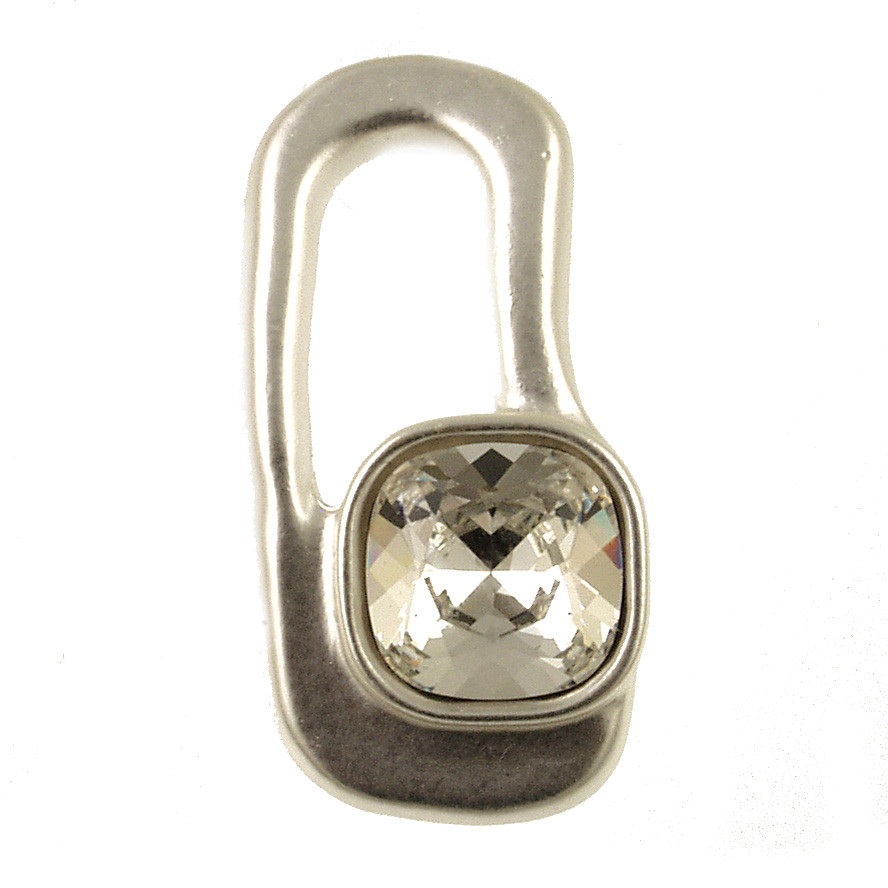 819-1 - MATTE SILVER/CLEAR GLASS EARRING - 1.25"