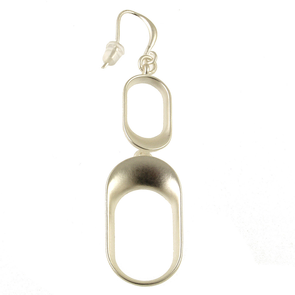 861-1 - MATTE SILVER DROP EARRING - 2.5"