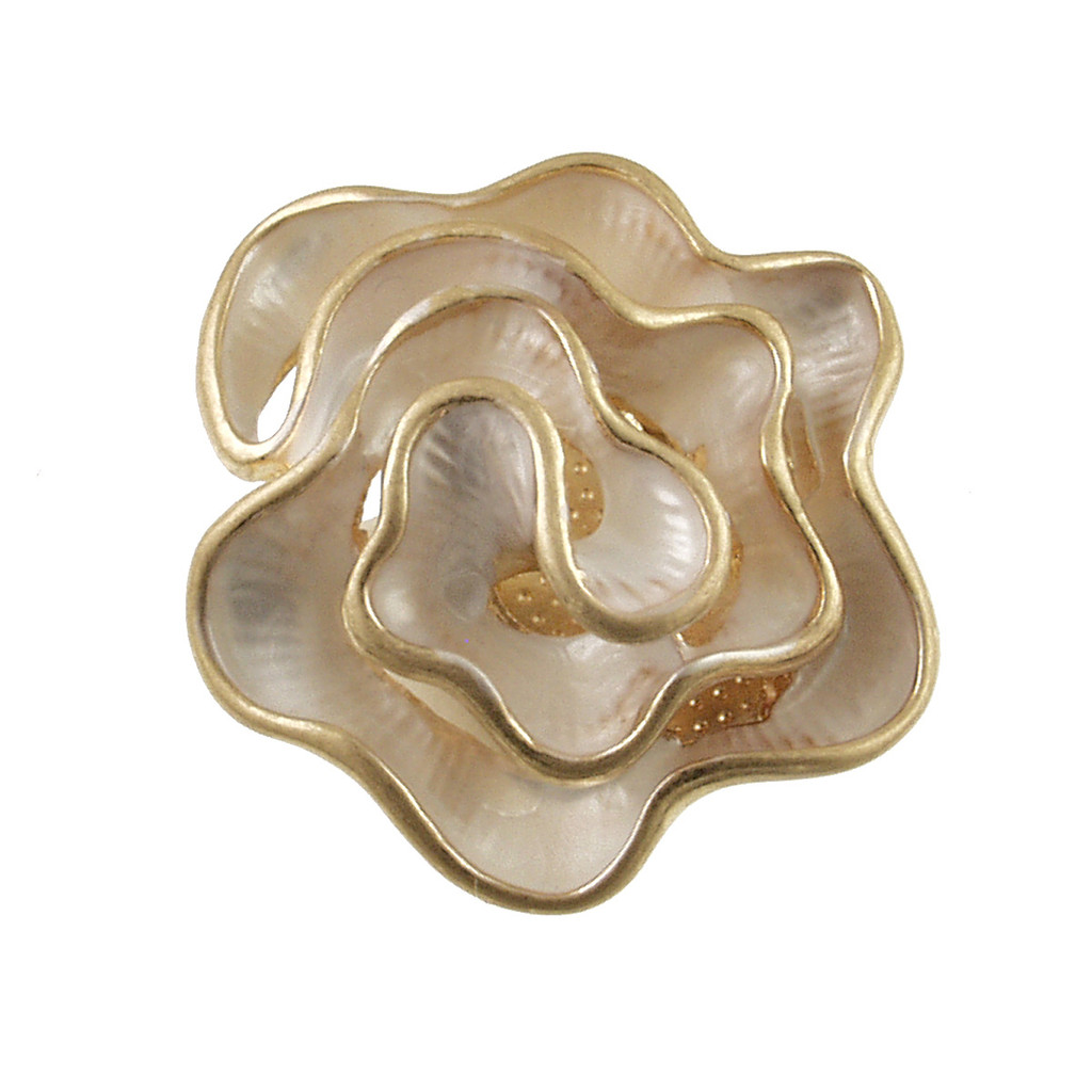 3525-8 - MATTE GOLD/WHITE FLOWER BROOCH