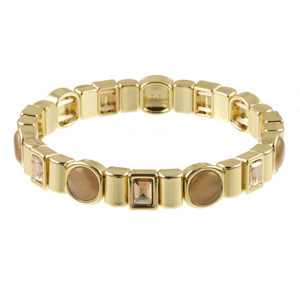 109-2 - WARM GOLD/FAWN STRETCH BRACELET - STRETCHES TO 7"