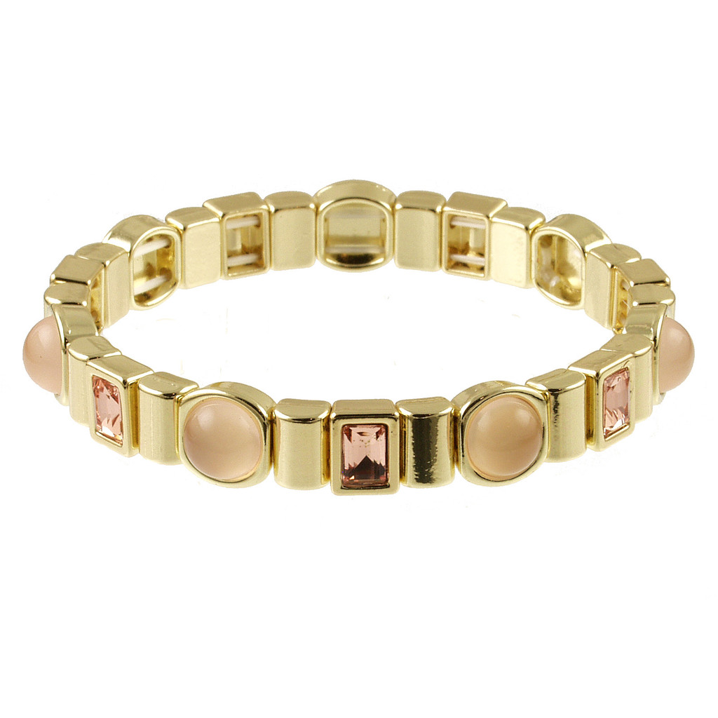 109-6 - WARM GOLD/EARTH STRETCH BRACELET - STRETCHES TO 7"