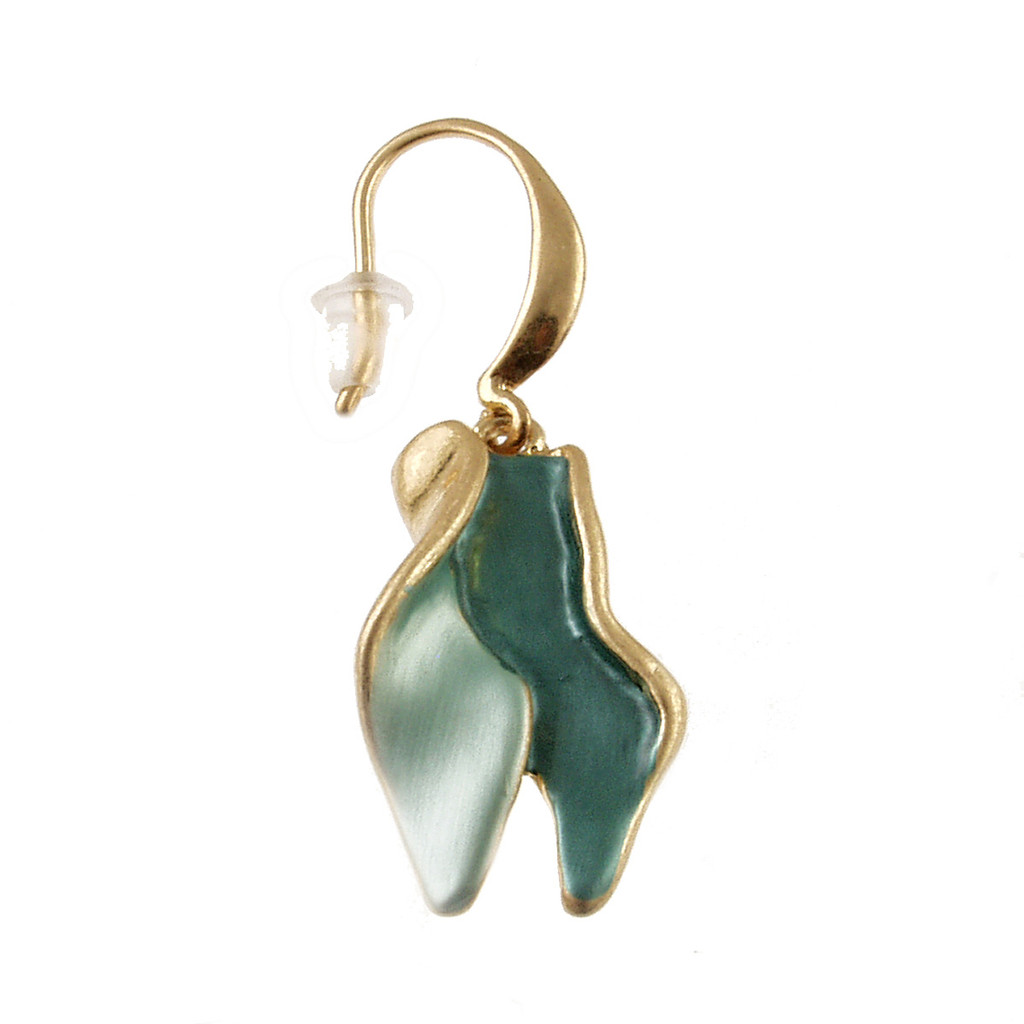 7828-3 - MATTE GOLD/GREEN-AQUA TONE TWIST EARRING