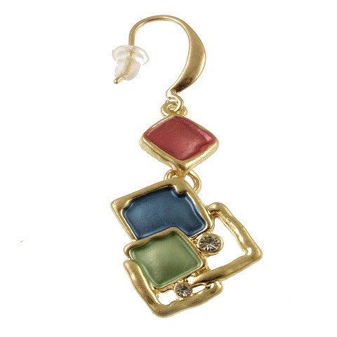 8040-4 - MATTE GOLD/MULTI TONE SQUARE LAYERED CRYSTAL EARRING