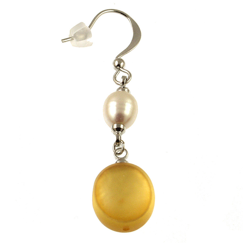 7384-7 - RESIN & PEARL DROP EARRING - GOLD 