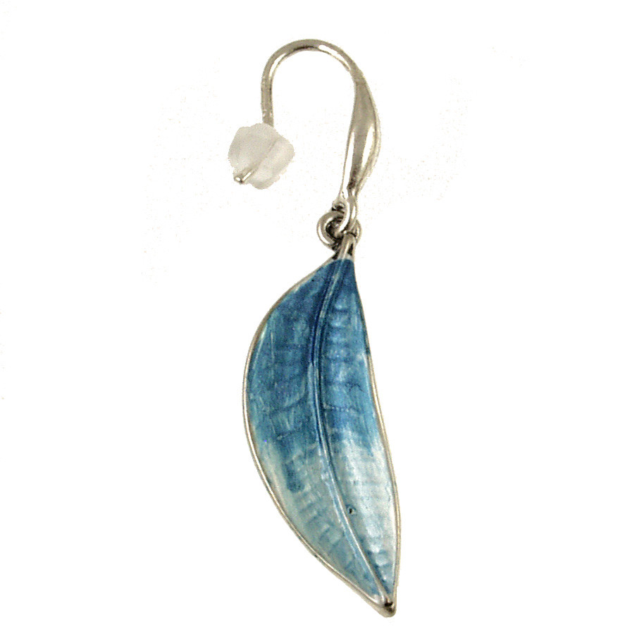 388-2 - MATTE SILVER/BLUE LEAF EARRING 