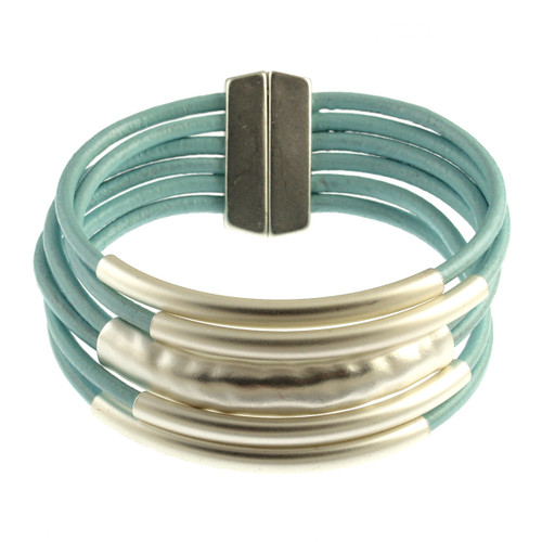 6105-106 - Matte Silver/Light Blue Magnetic Bracelet