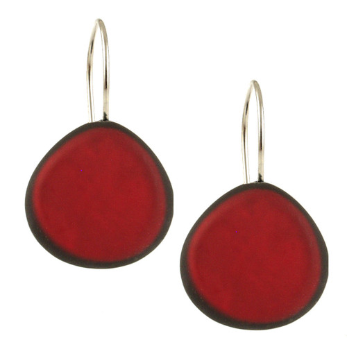 4570-1 - MEDIUM ROUND RESIN EARRING - RED - .75"