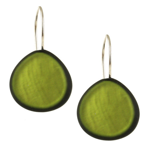 4570-06 - MEDIUM ROUND RESIN EARRING - PALM GREEN - .75"