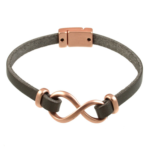 6138-63 - MATTE ROSE GOLD/DARK GREY INFINITY BRACELET