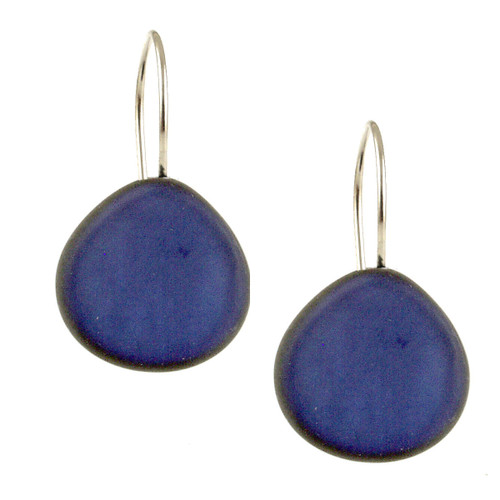 4570-29 - MEDIUM ROUND RESIN EARRING - STAR SAPPHIRE - .75"