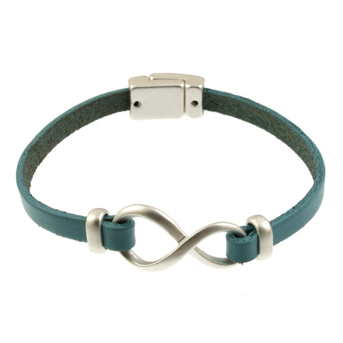 6138-5 - MATTE SILVER/TURQUOISE INFINITY BRACELET