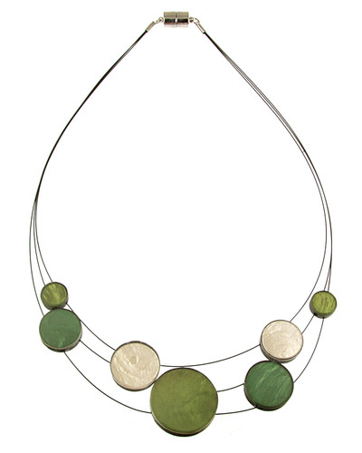 4961-33 - PLANETARY 3 STRAND NECKLACE - GREEN COMBINATION - 18"