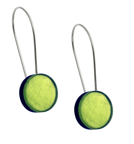 4964-3 - RESIN DISC EARRING - 1.5" GREEN OASIS