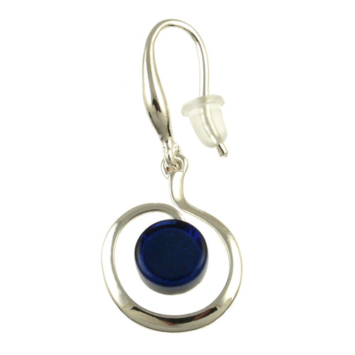 3258-28 - Shiny Silver/Dark Blue Swirl Earring