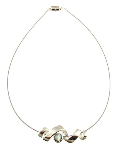 2359-1 - Black Shell Ribbon Necklace