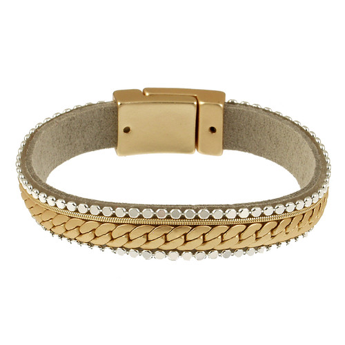 6222-1 - MATTE GOLD/SHINY SILVER BRACELET - 7.25"