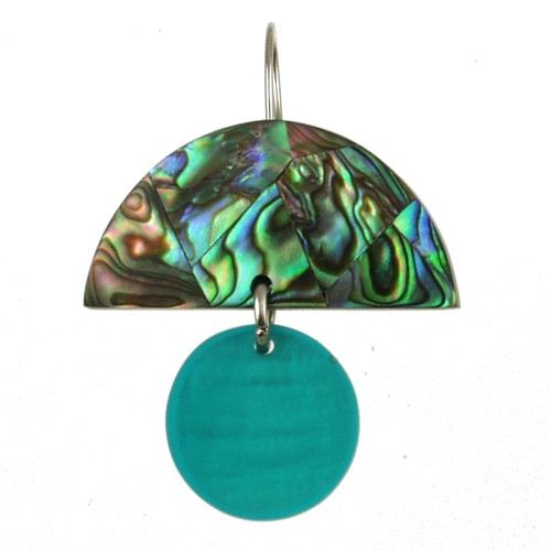 4333-22 - TWO TONE HALF MOON DROP EARRING - PAUA SHELL/TURQUOISE