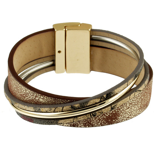 6672-59 - LIGHT MATTE GOLD/METALLIC PRINT BRACELET - 7.25"