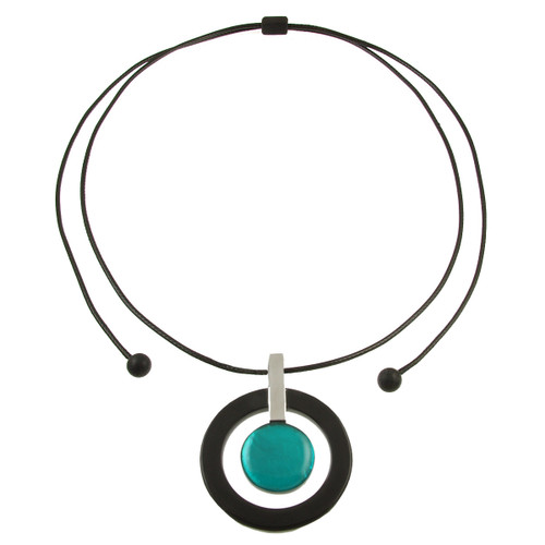 2211-2 - RESIN ADJUSTABLE PENDANT - 32" TURQUOISE