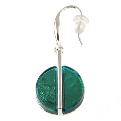 296-22- SHINY SILVER/TURQUOISE EARRING 