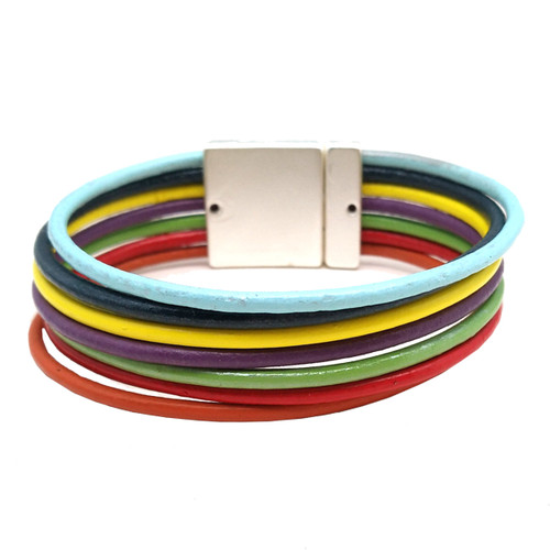 496M-1 - MATTE SILVER/RAINBOW BRACELET - 8"