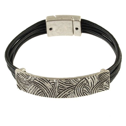 6540-4 - ANTIQUE SILVER/BLACK BRACELET - 7.25"