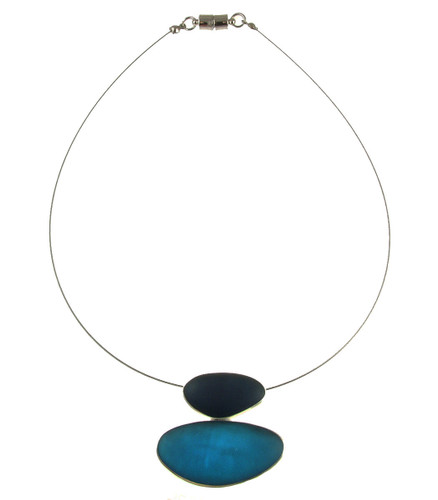 2233--22 - TWO TONE PEBBLE PENDANT - 17" SEA BLUES