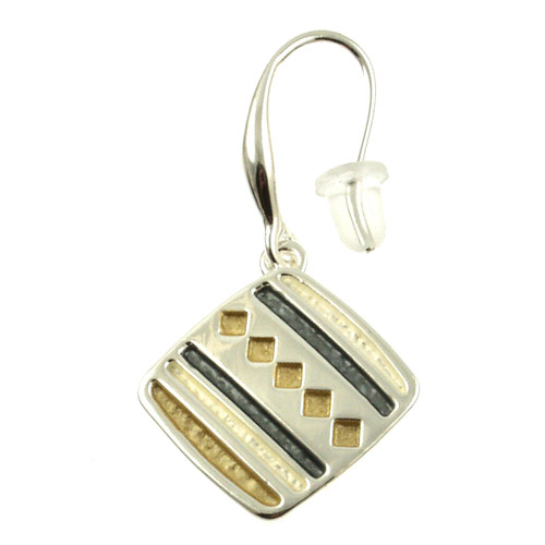 716-7 - SHINY SILVER/GREY/GOLD/WHITE EARRING - 1.25"