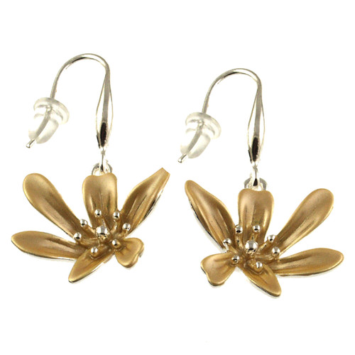 775-7 - SHINY SILVER/GOLD FLOWER EARRING 