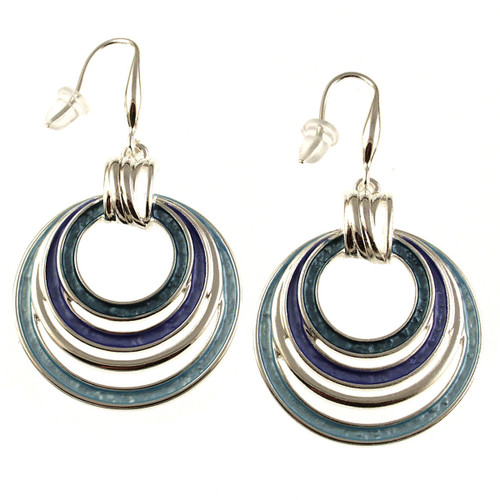 480-4 - SHINY SILVER/PURPLE COMBI CIRCLES EARRING 