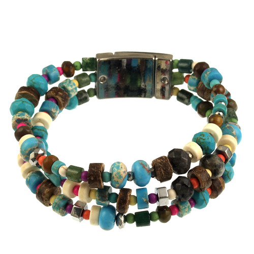 6906-1 - THREE STRAND TURQUOISE BRACELET - 7.25"