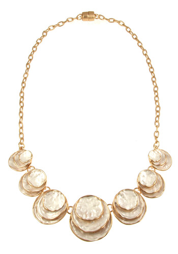 5002-88 - THREE STACK CIRCLE NECKLACE - WHITE-GOLD 18"