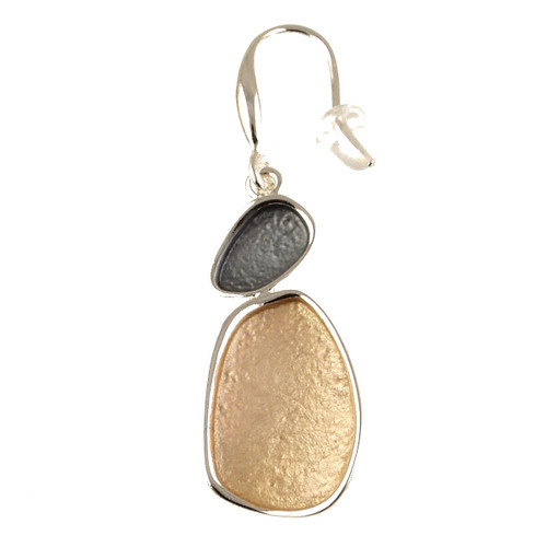 772-7 - SHINY SILVER/GREY-GOLD EARRING 