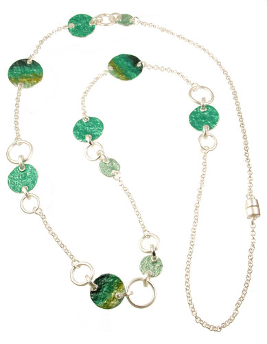 7361-3 - TEXTURED NECKLACE - AQUA-GREEN COMBINATION 40"