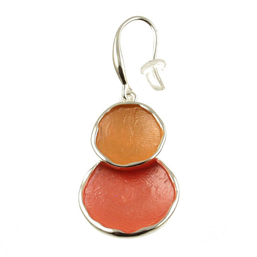 345-5 - TWO DROP CIRCLE EARRING - ORANGE/CORAL COMBINATION