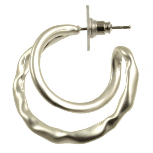 809-1 - MATTE SILVER HOOP POST EARRING