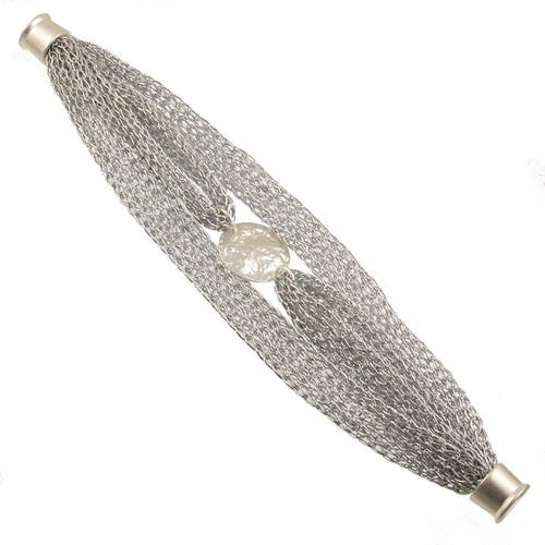 628-1 - MATTE SILVER COIN BRACELET - 7.25"