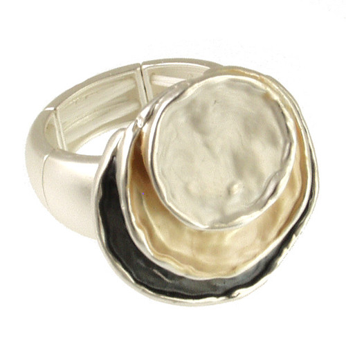 9340-7 - LAYERED STRETCH RING - GOLD COMBINATION