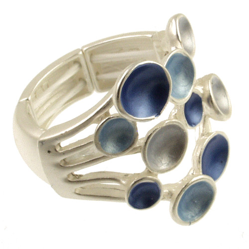 1201-28 - MULTI DOT STRETCH RING - BLUE COMBINATION